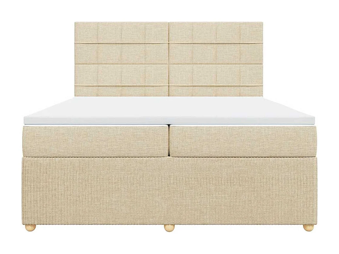 Sommier à lattes de lit avec matelas Crème 200x200 cm Tissu