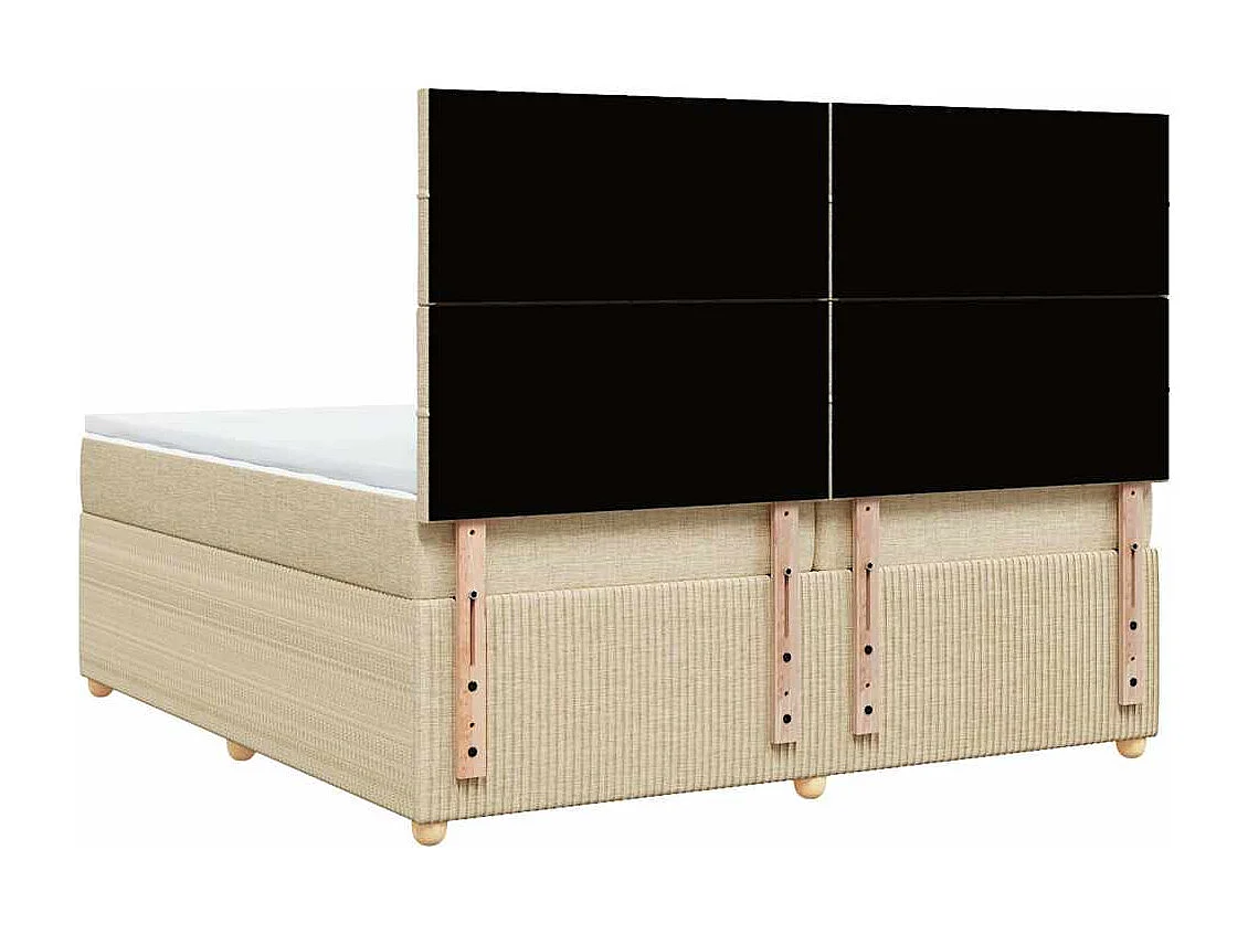 Sommier à lattes de lit avec matelas Crème 200x200 cm Tissu