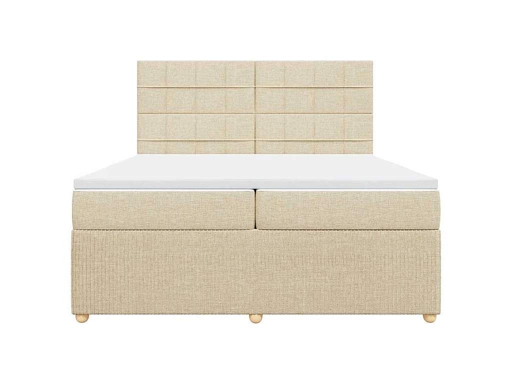 Boxspring met matras stof crèmekleurig 200x200 cm