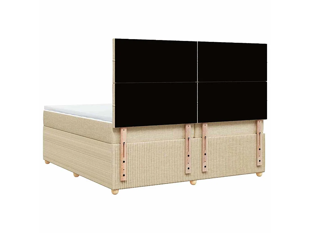 Boxspring met matras stof crèmekleurig 200x200 cm