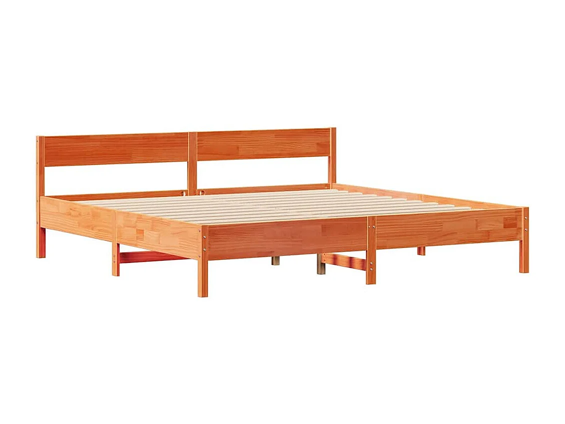 Bedframe zonder matras massief grenenhout wasbruin 200x200 cm