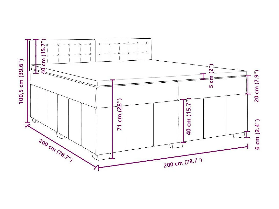 Sommier à lattes de lit avec matelas Crème 200x200 cm Tissu