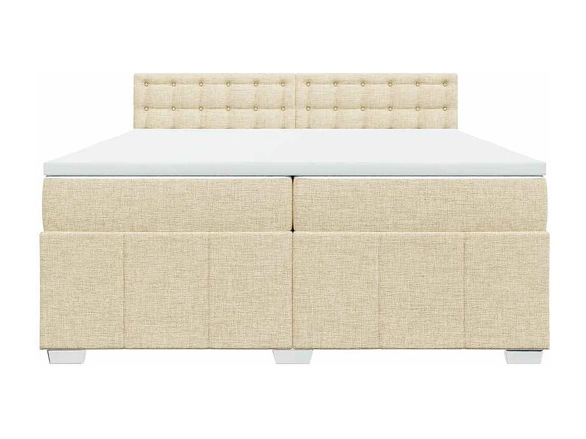 Sommier à lattes de lit avec matelas Crème 200x200 cm Tissu