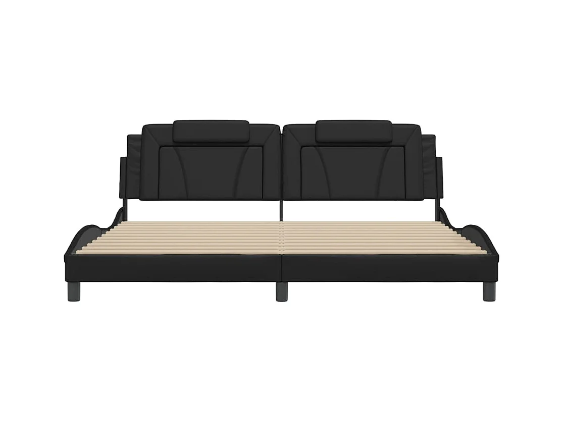 Bettgestell "Viana" mit LED ohne Matratze Schwarz 200x200 cm Kunstleder