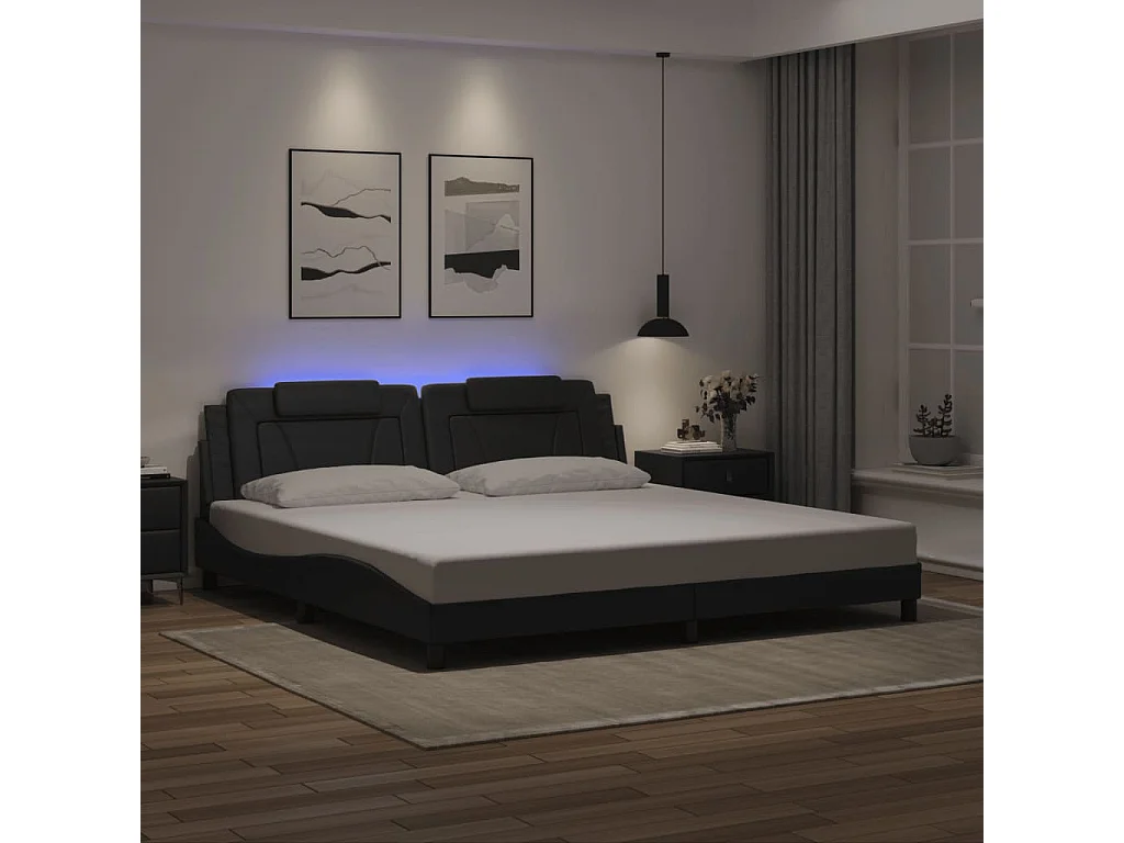 Bettgestell "Viana" mit LED ohne Matratze Schwarz 200x200 cm