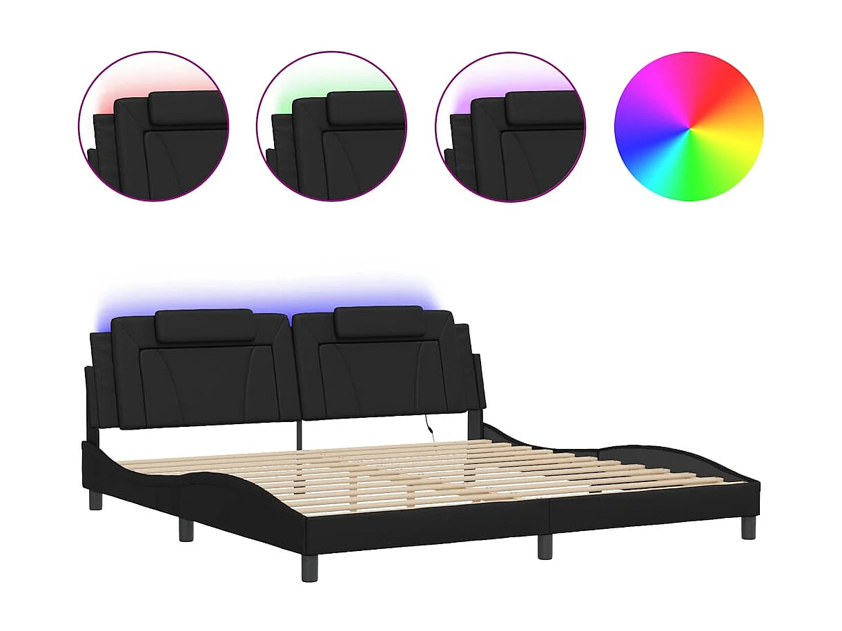 Bettgestell "Viana" mit LED ohne Matratze Schwarz 200x200 cm