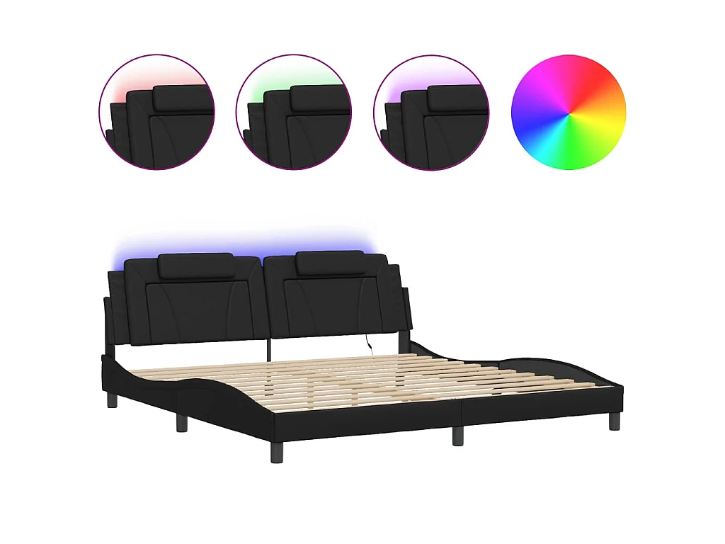 Bedframe "Viana" met LED zonder matras zwart 200x200 cm