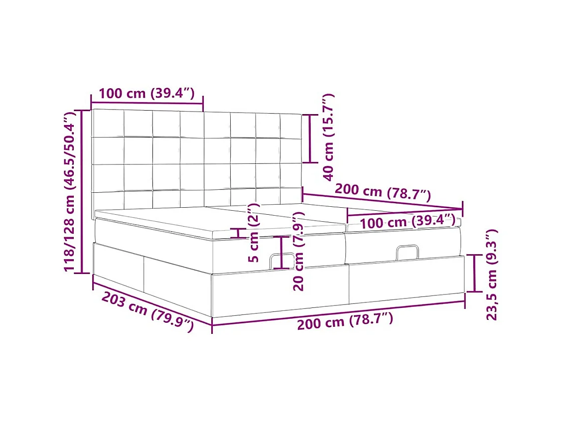 Ottoman-Bett mit Matratzen Dunkelbraun 200x200 cm Stoff