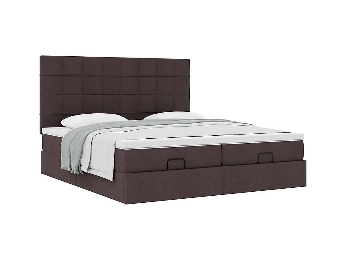 Ottoman-Bett mit Matratzen Dunkelbraun 200x200 cm Stoff