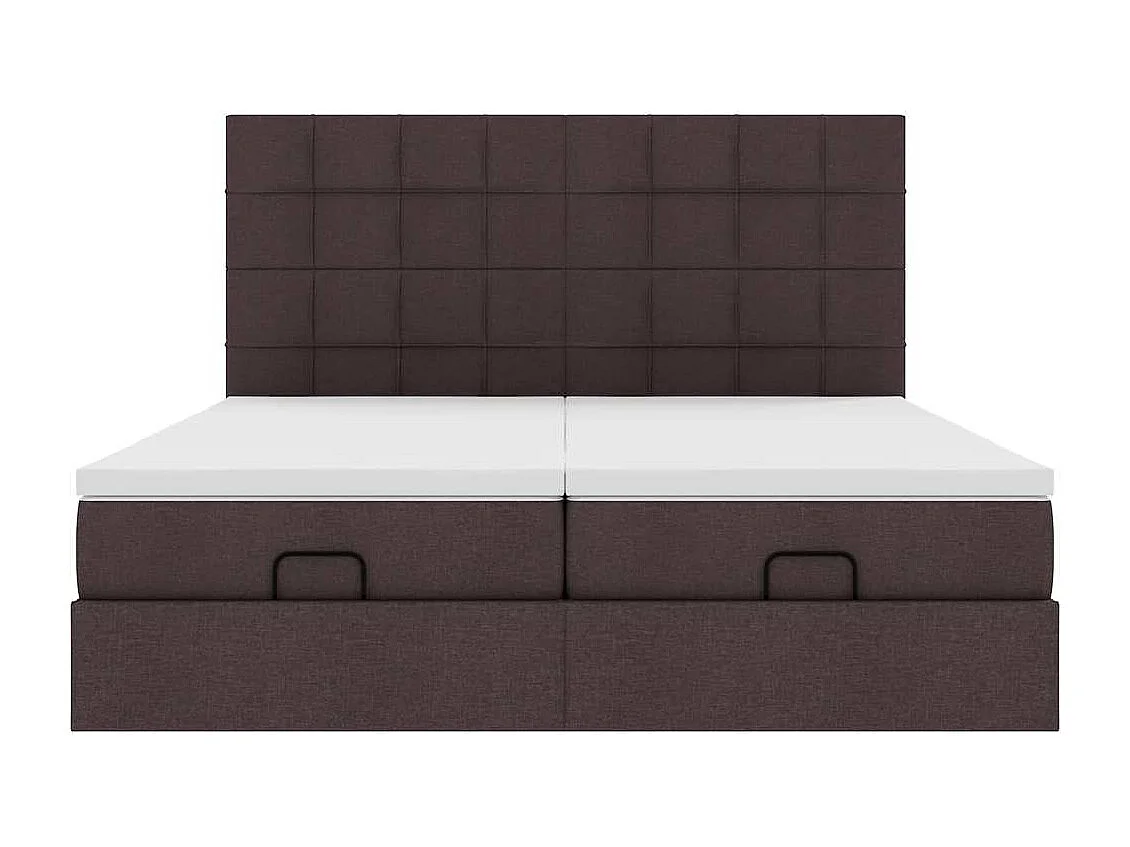 Cadre de lit ottoman avec matelas marron foncé 200x200 cm tissu