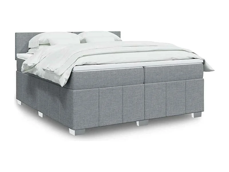 Sommier à lattes de lit avec matelas Gris clair 200x200cm Tissu