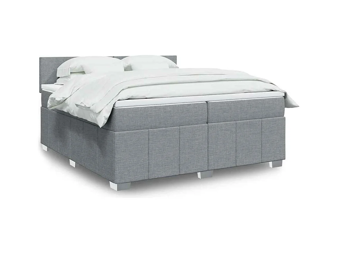 Sommier à lattes de lit avec matelas Gris clair 200x200cm Tissu