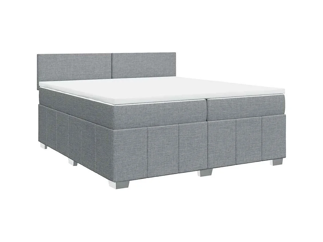 Sommier à lattes de lit avec matelas Gris clair 200x200cm Tissu