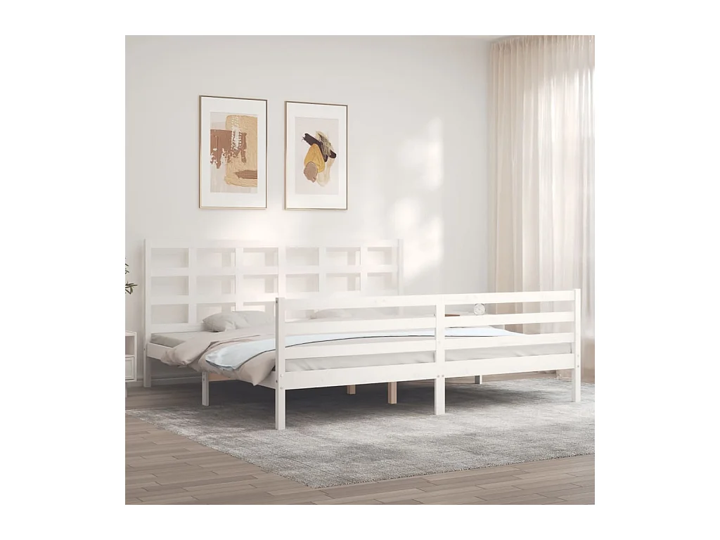 Cadre de lit sans matelas blanc 200x200 cm bois massif