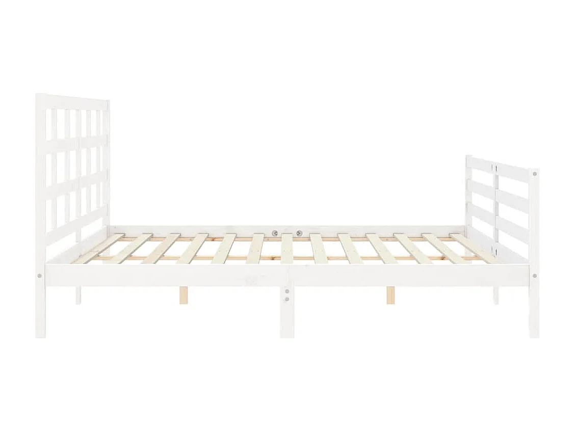 Massivholzbett mit Kopfteil Weiß 200x200 cm