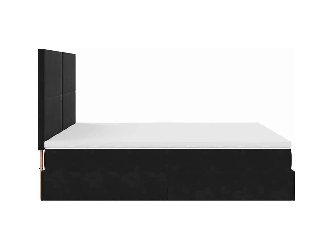 Cadre de lit ottoman avec matelas noir 200x200cm velours