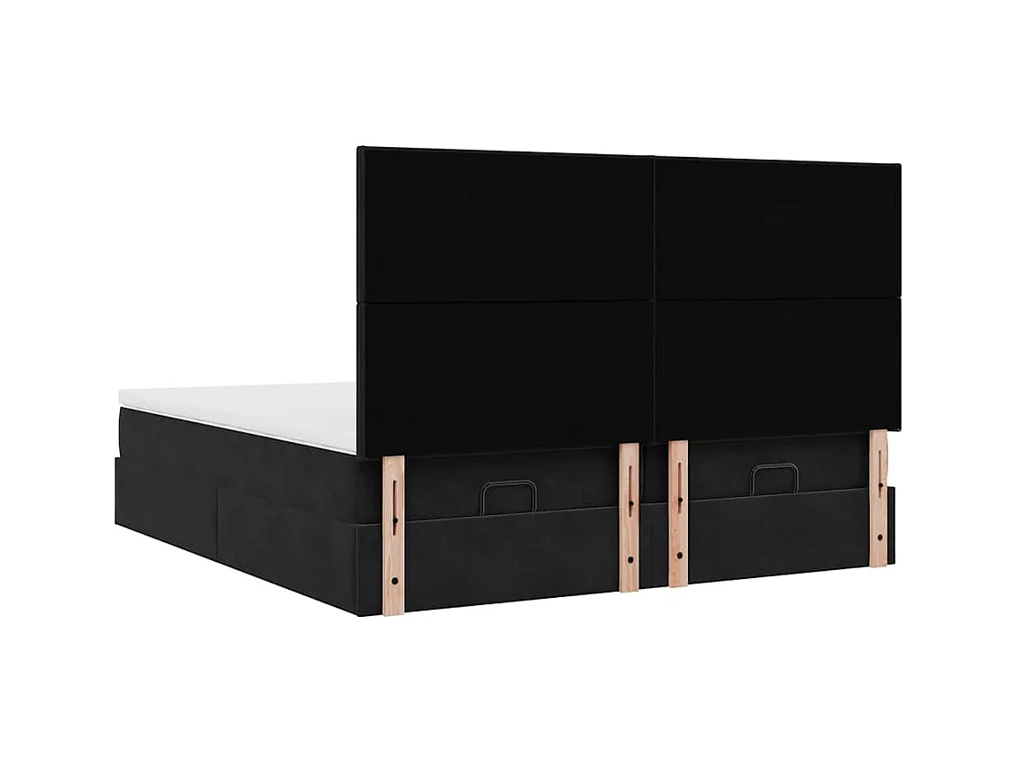 Cadre de lit ottoman avec matelas noir 200x200cm velours