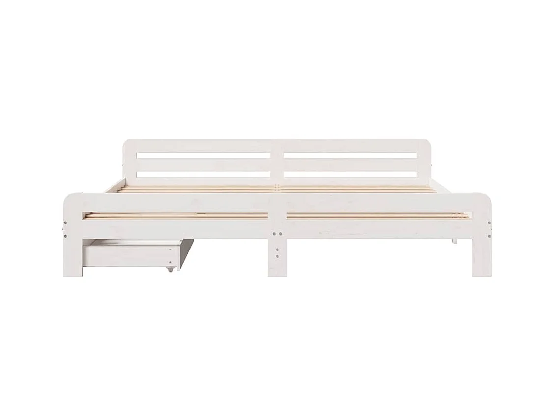 Cadre de lit sans matelas blanc 200x200 cm bois massif de pin