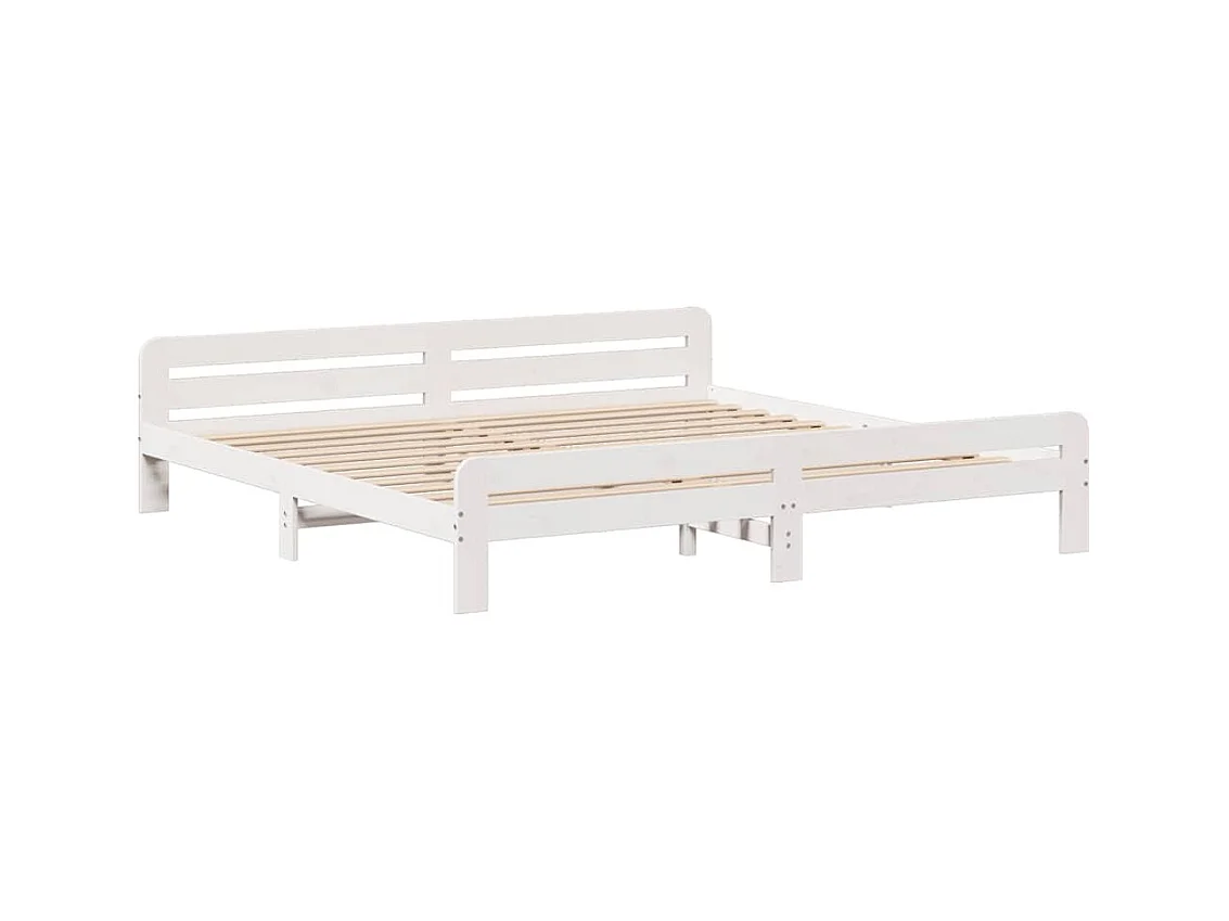 Cadre de lit sans matelas blanc 200x200 cm bois massif de pin
