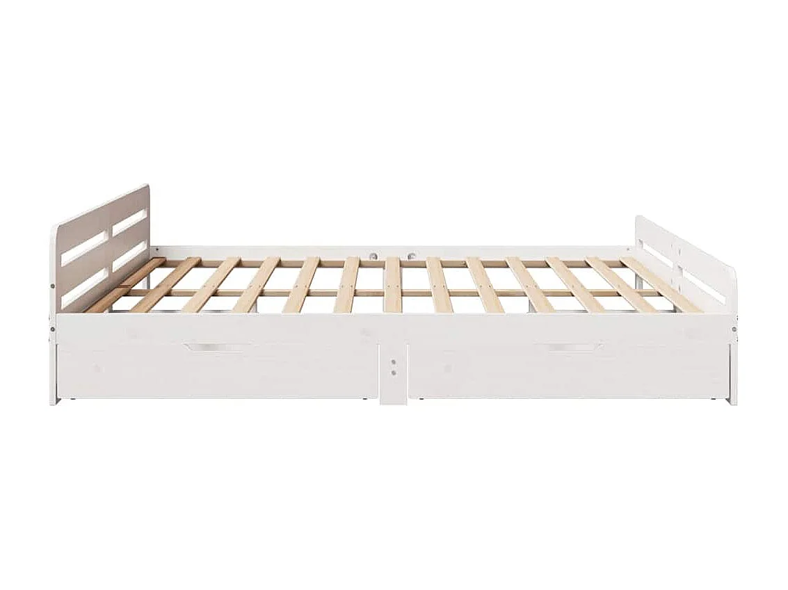 Cadre de lit sans matelas blanc 200x200 cm bois massif de pin
