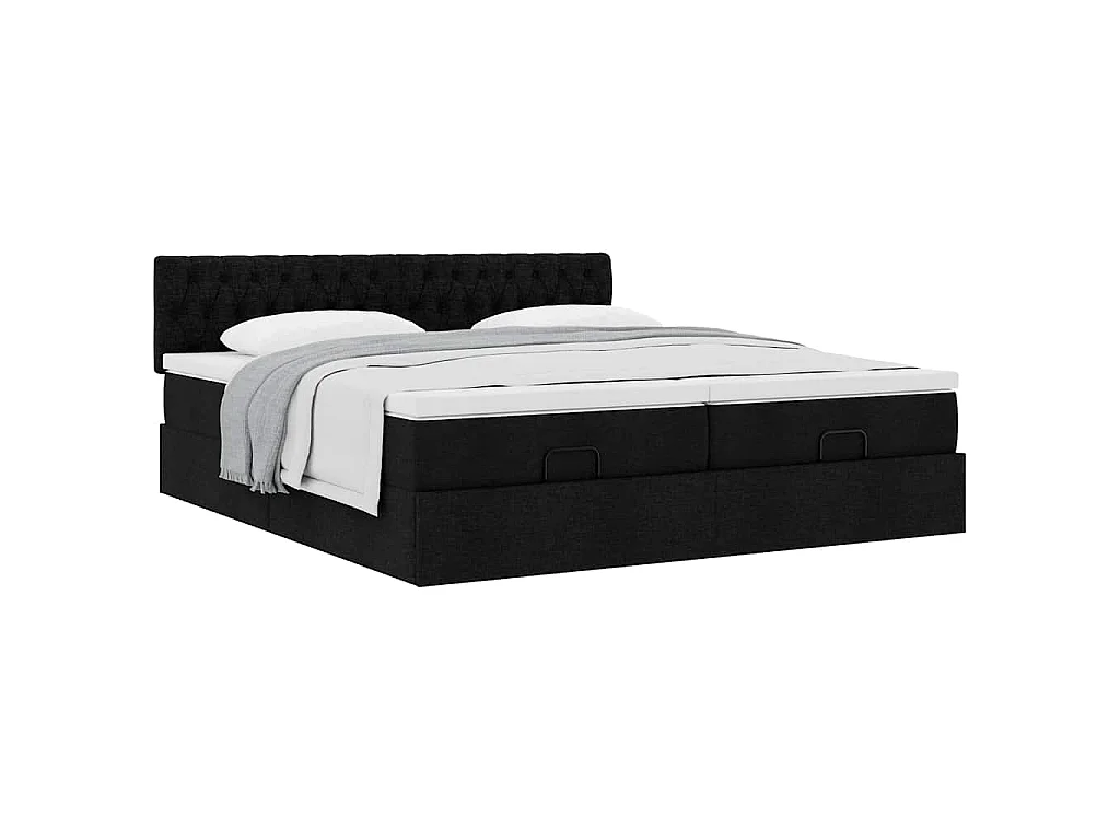 Ottoman-Bett mit Matratzen Schwarz 200x200 cm Stoff