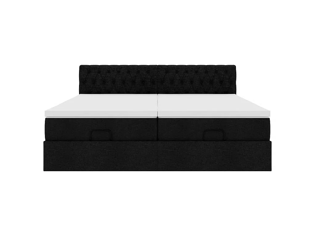 Ottoman-Bett mit Matratzen Schwarz 200x200 cm Stoff