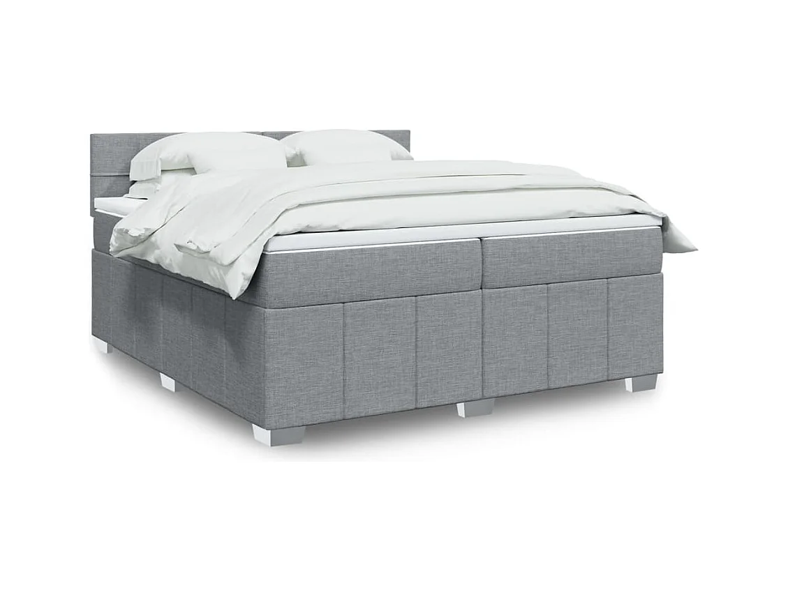 Sommier à lattes de lit avec matelas Gris clair 200x200cm Tissu