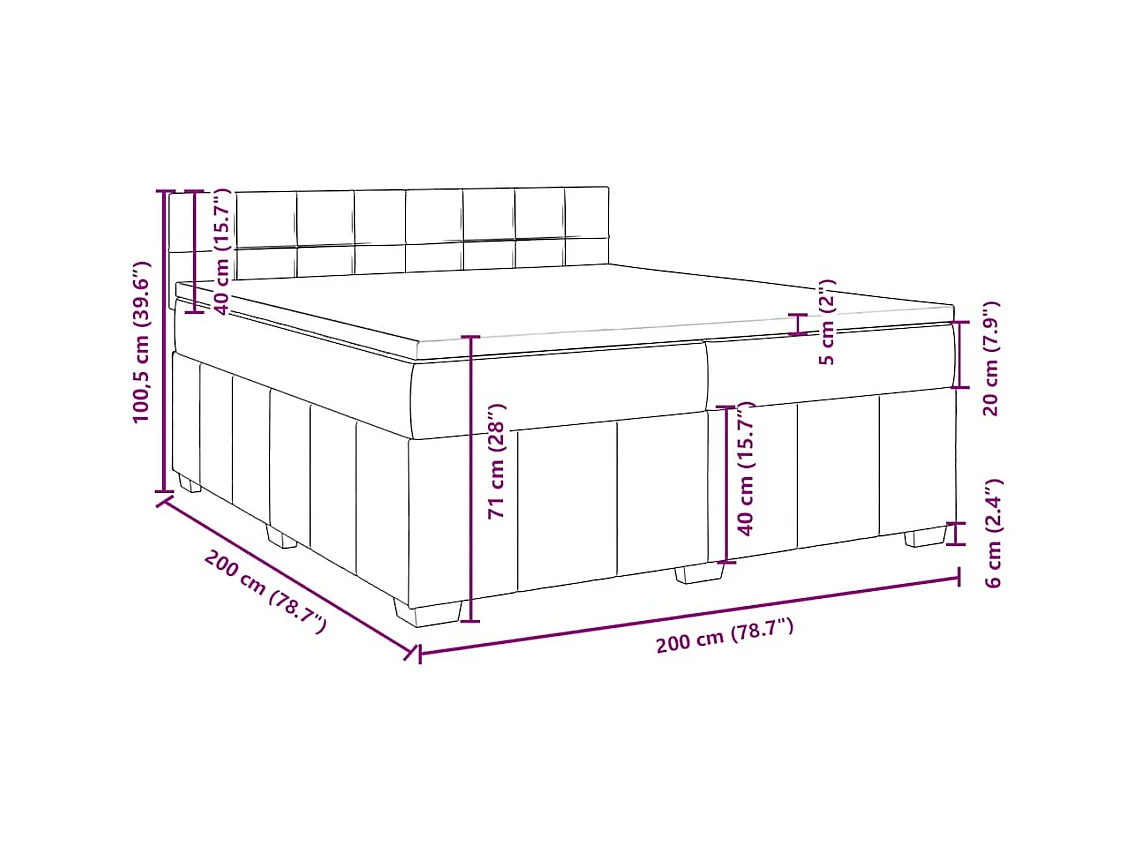 Sommier à lattes de lit avec matelas Gris clair 200x200cm Tissu