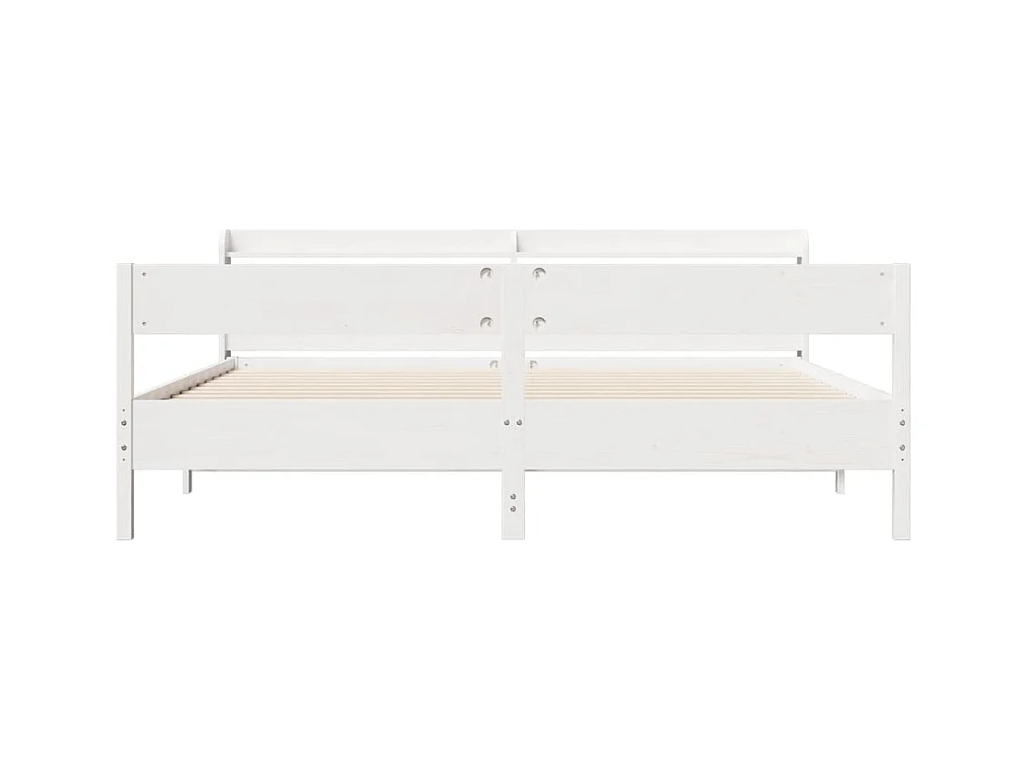 Cadre de lit sans matelas blanc 200x200 cm bois massif de pin