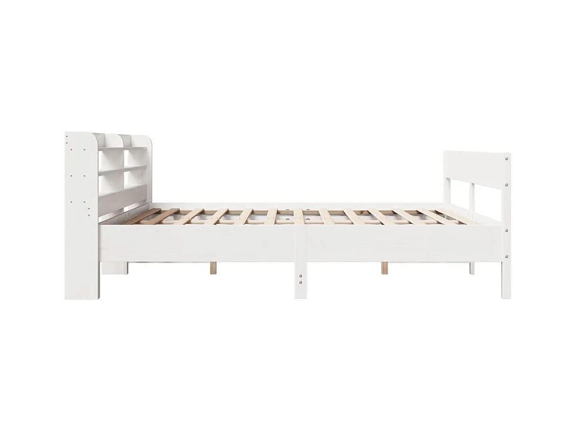 Cadre de lit sans matelas blanc 200x200 cm bois massif de pin