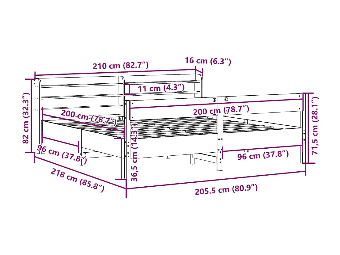 Estructura de cama sin colchón madera maciza blanca 200x200 cm
