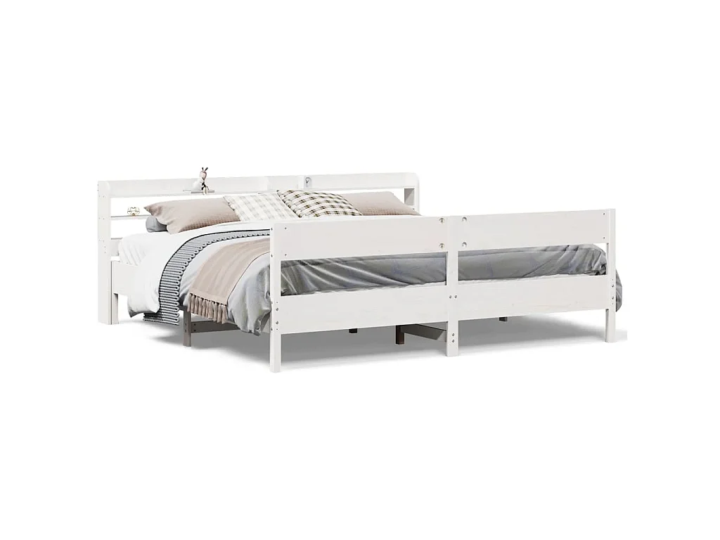 Estructura de cama sin colchón madera maciza blanca 200x200 cm