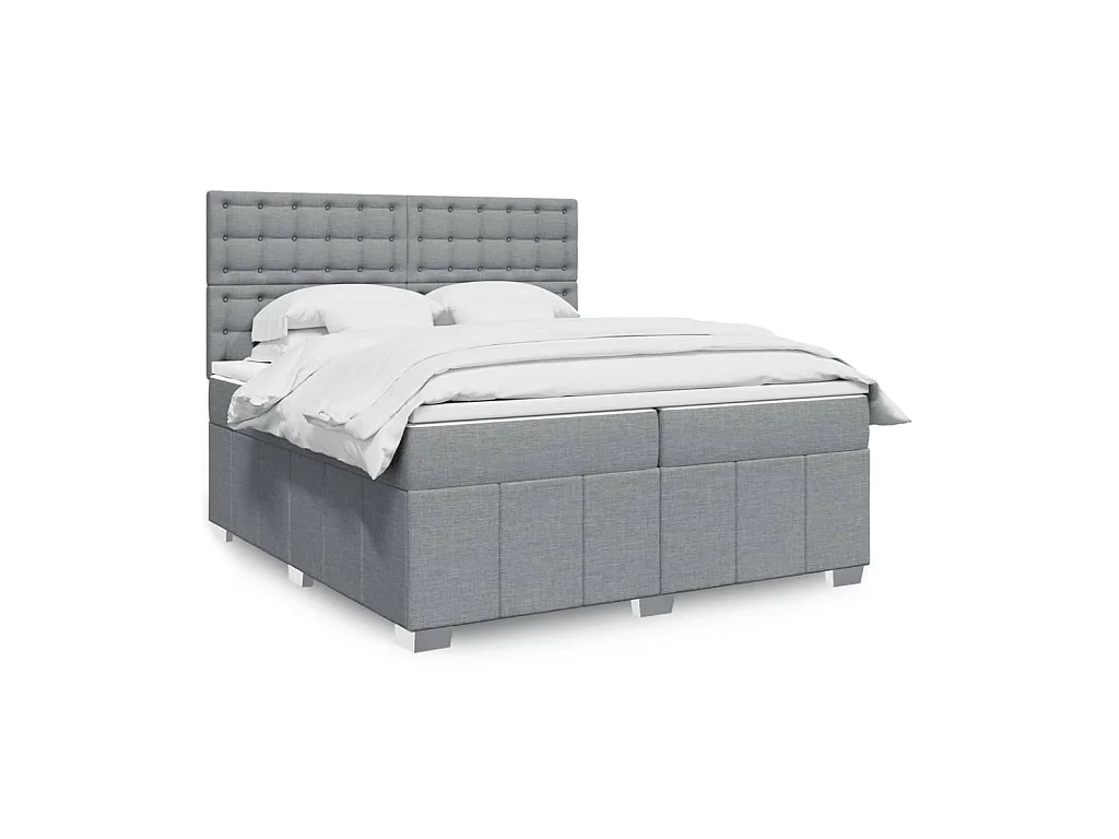 Sommier à lattes de lit avec matelas Gris clair 200x200cm Tissu