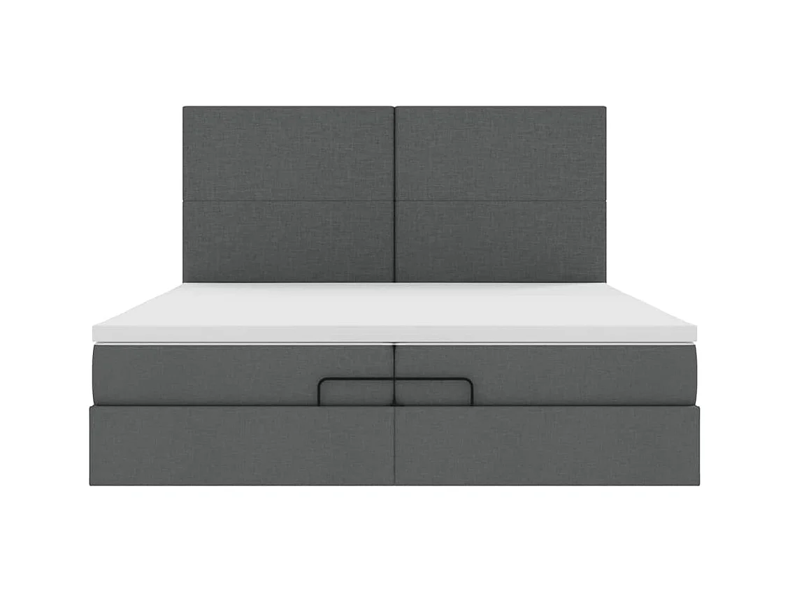 Cadre de lit ottoman avec matelas gris foncé 200x200cm tissu
