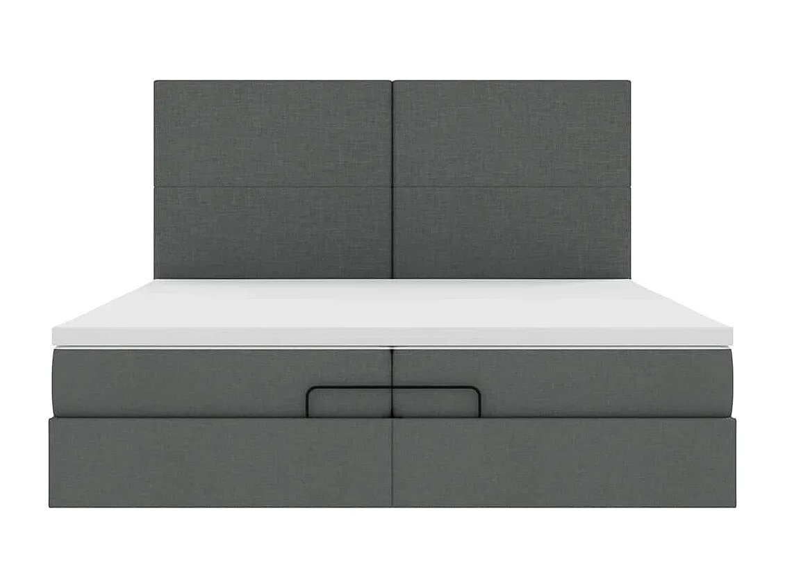 Cadre de lit ottoman avec matelas gris foncé 200x200cm tissu