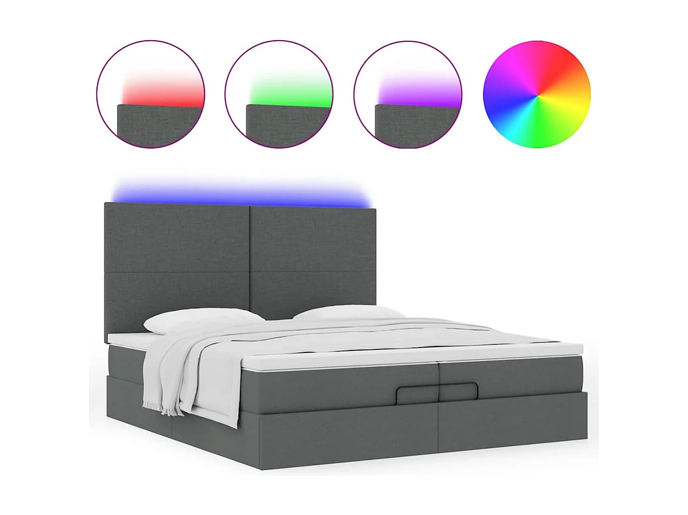 Struttura Letto Pouf con Materassi 200x200 cm in Tessuto