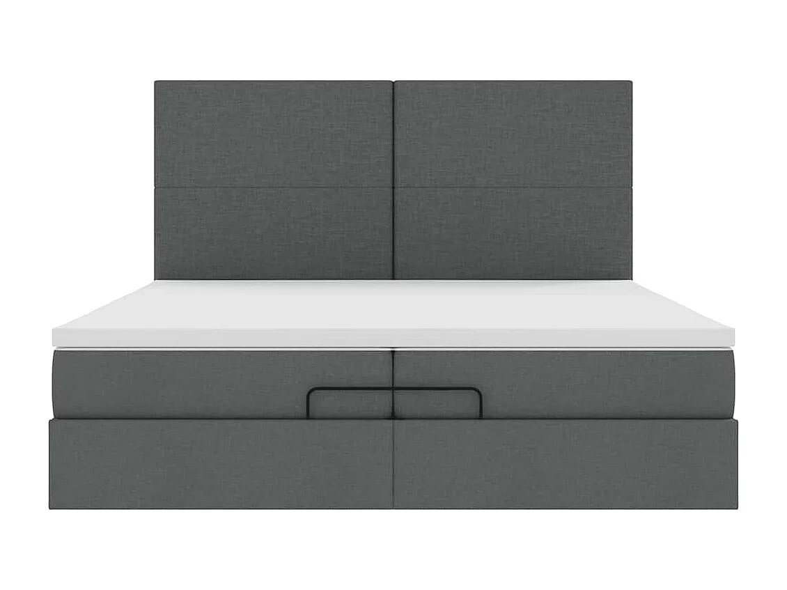 Cadre de lit ottoman avec matelas gris foncé 200x200cm tissu
