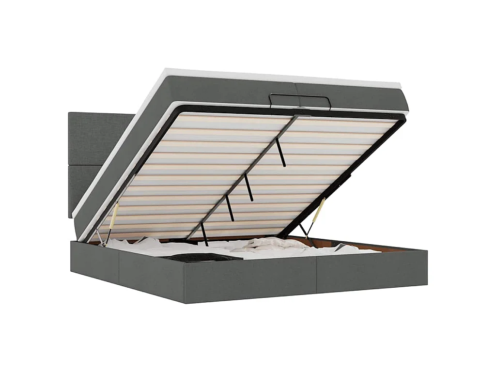 Ottoman bed met matrassen en LED's 200x200cm stof donkergrijs