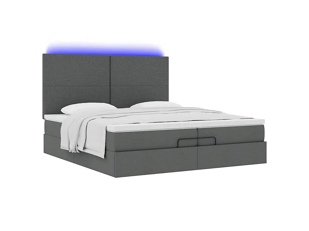 Ottoman bed met matrassen en LED's 200x200cm stof donkergrijs