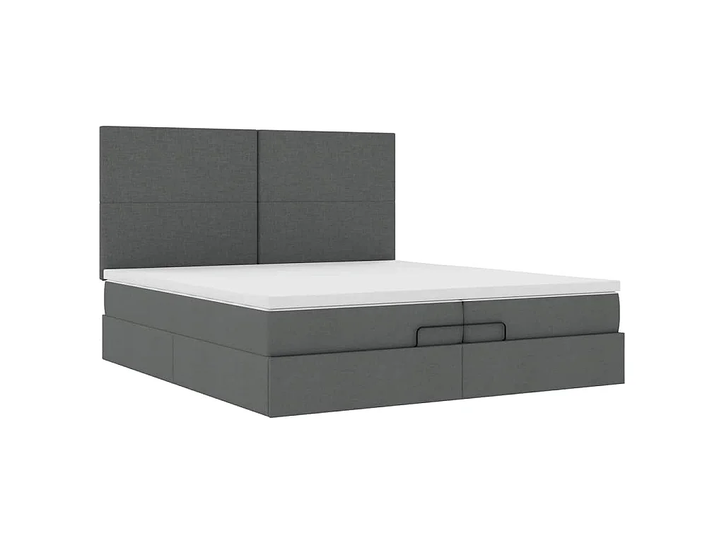 Ottoman bed met matrassen en LED's 200x200cm stof donkergrijs