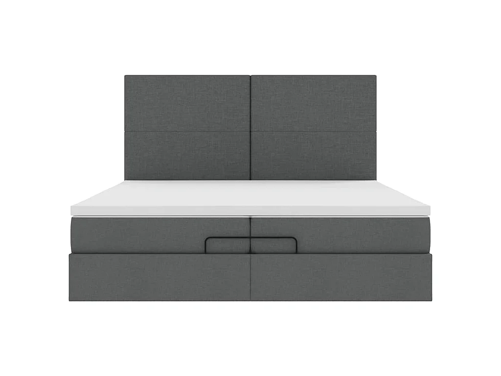 Ottoman bed met matrassen en LED's 200x200cm stof donkergrijs