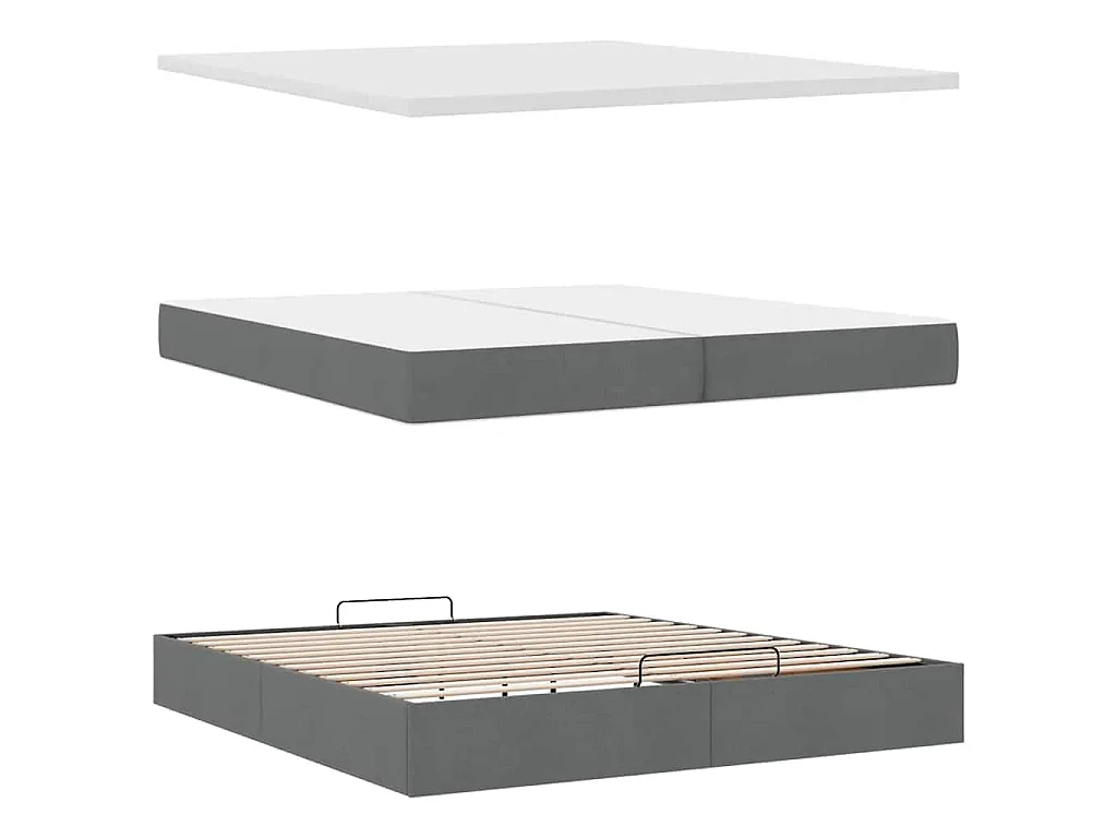 Ottoman bed met matrassen en LED's 200x200cm stof donkergrijs