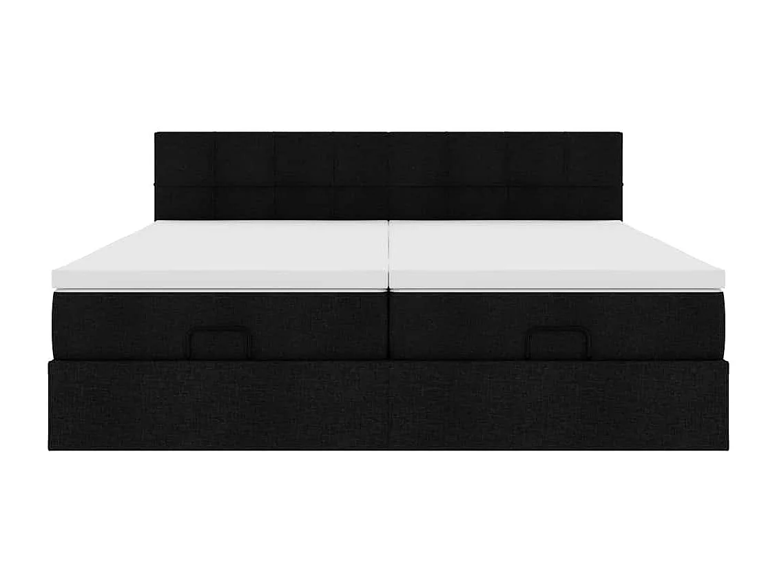 Ottoman bed met matrassen en LED's 200x200cm stof zwart