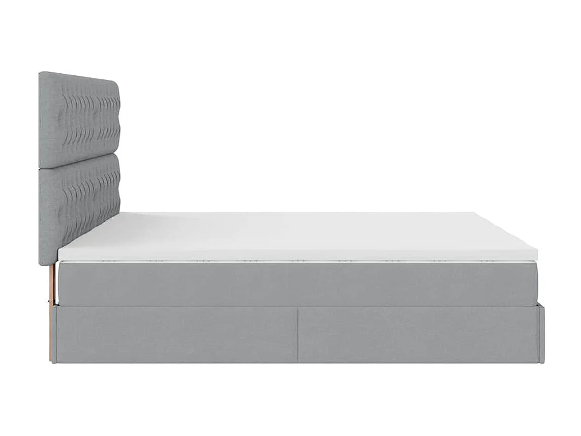 Ottoman bed met matrassen en LED's 200x200cm stof lichtgrijs