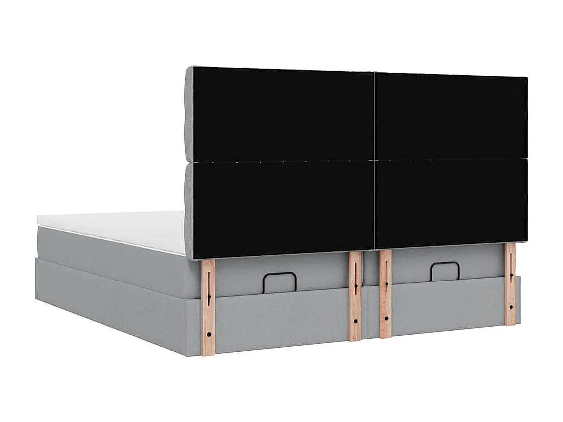 Ottoman bed met matrassen en LED's 200x200cm stof lichtgrijs