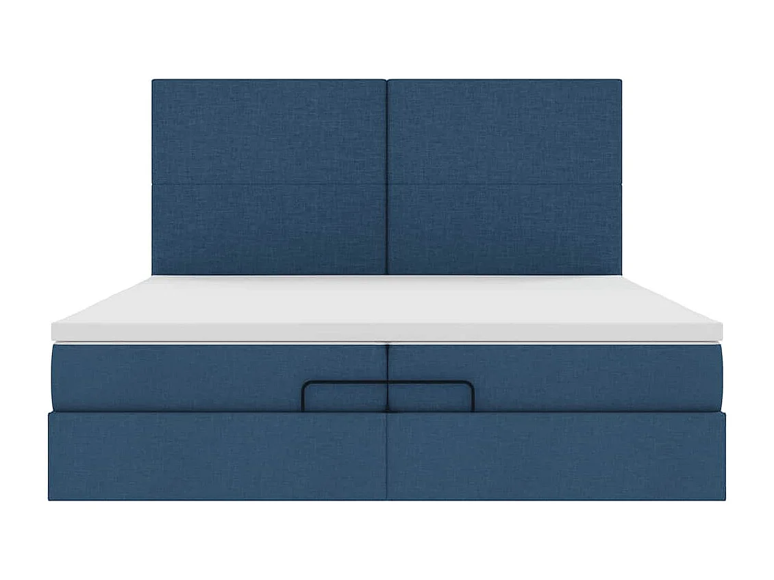 Cadre de lit ottoman avec matelas bleu 200x200cm tissu