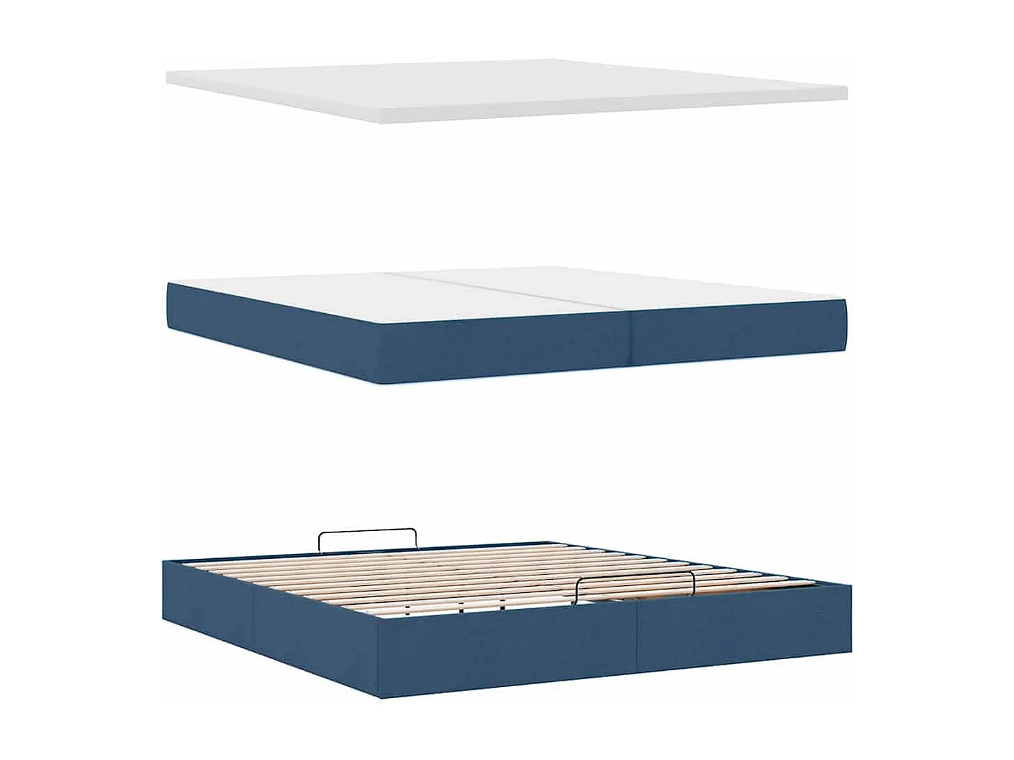 Ottoman-Bett mit Matratzen & LEDs Blau 200x200 cm Stoff