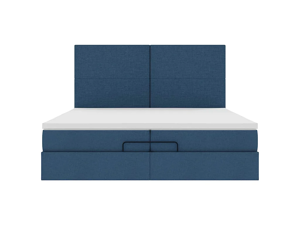 Ottoman bed met matrassen en LED's 200x200cm stof blauw