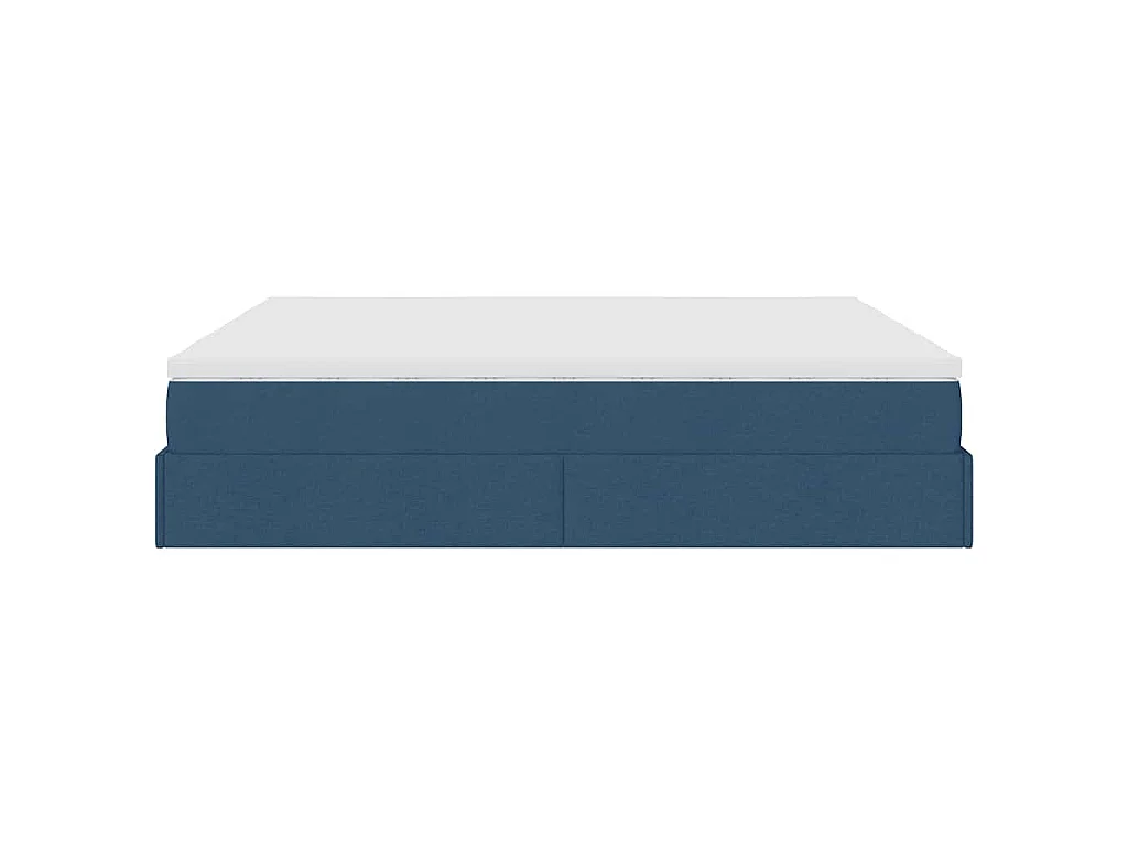 Struttura Letto Pouf con Materassi Blu 200x200 cm in Tessuto