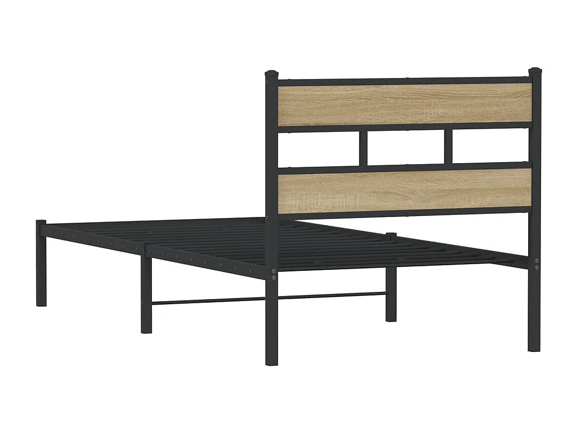 Estructura de cama sin colchón metal roble Sonoma 107x203 cm